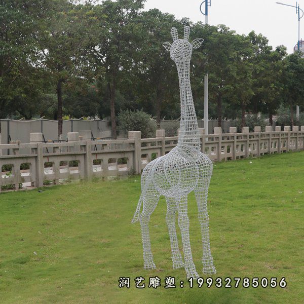 不锈钢长颈鹿动物雕塑