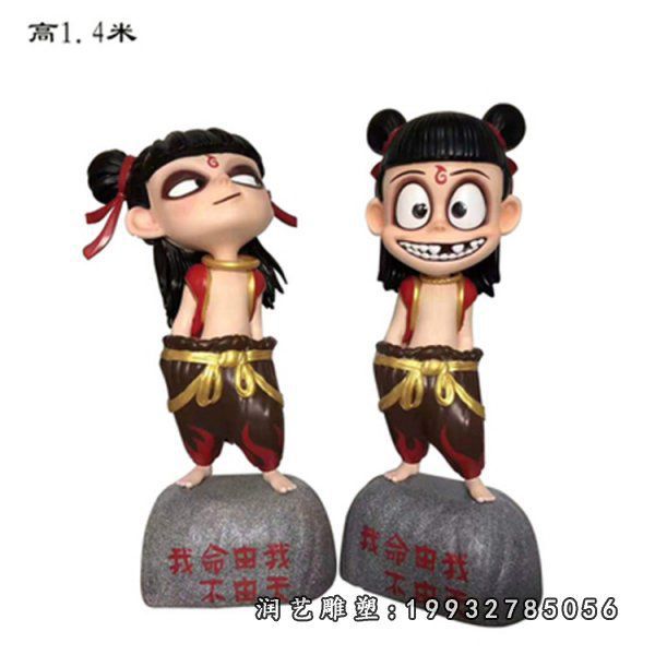 公园玻璃钢哪吒人物雕塑
