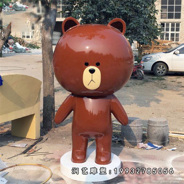玻璃钢户外布朗熊雕塑