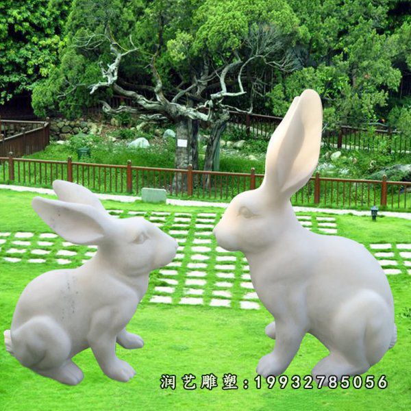 石雕动物兔子雕塑