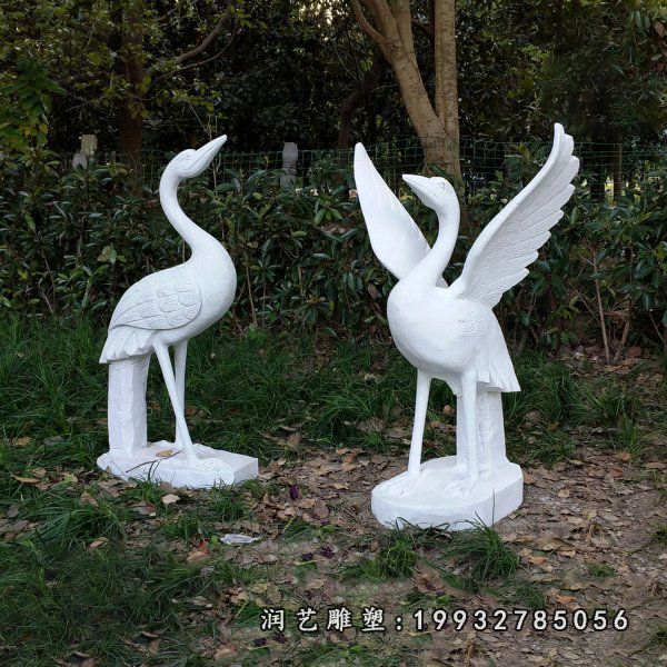 汉白玉动物仙鹤石雕