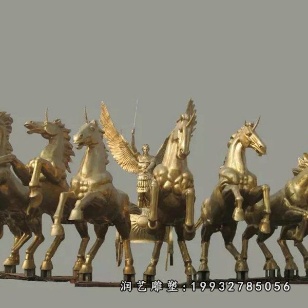 公园铜雕阿波罗战车雕塑