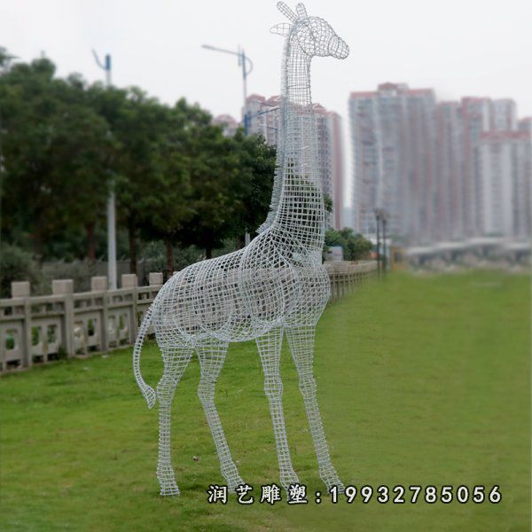 公园不锈钢长颈鹿雕塑