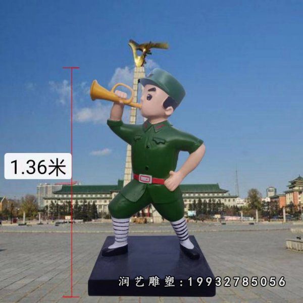 城市玻璃钢卡通红军雕塑