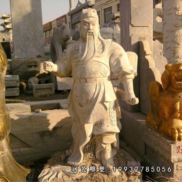 古代关公大理石雕塑
