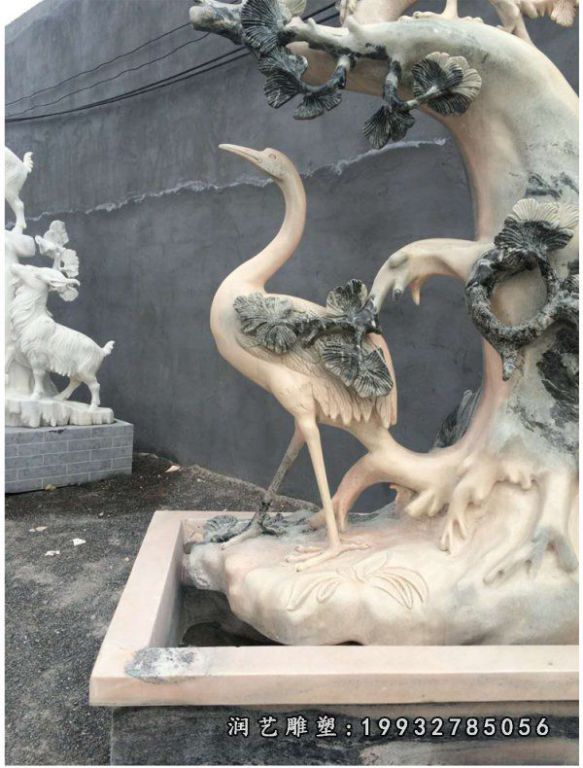 商场仙鹤动物石雕