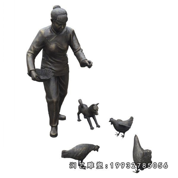 商业街鸡动物铜雕
