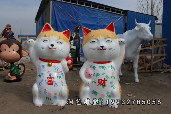企业玻璃钢招财猫雕塑