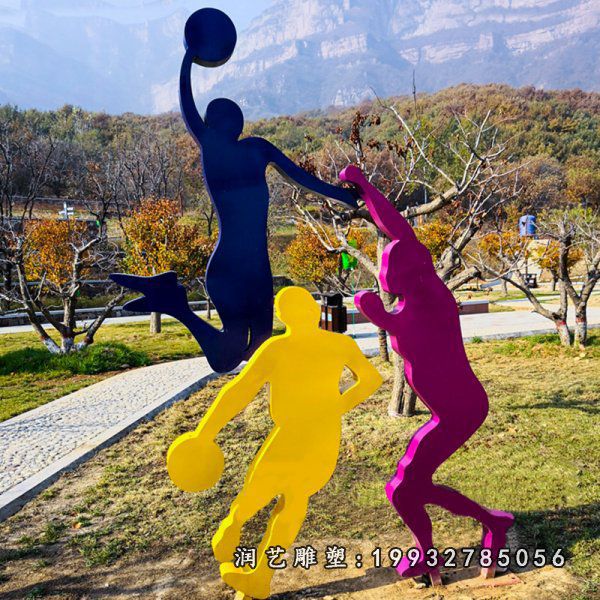 景区不锈钢打篮球雕塑