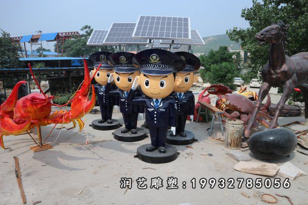 街道玻璃钢警察雕塑