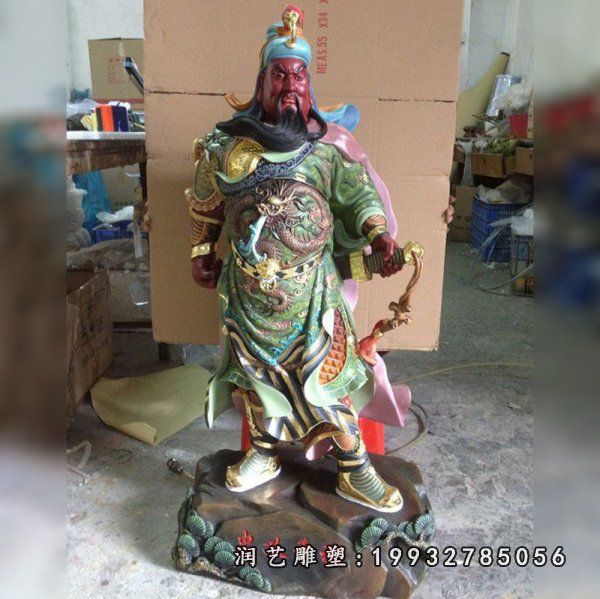 公园玻璃钢关公雕塑