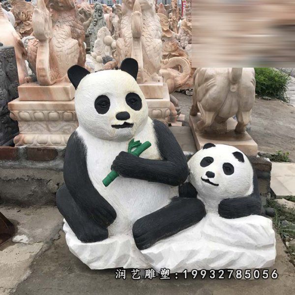 商场动物熊猫石雕