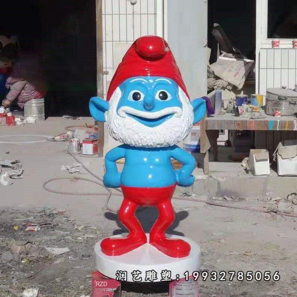 公园玻璃钢蓝精灵卡通雕塑