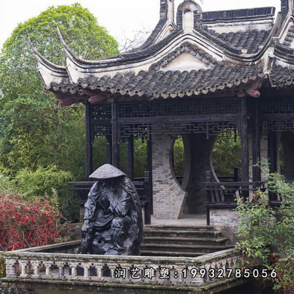 庭院人物姜太公铜雕