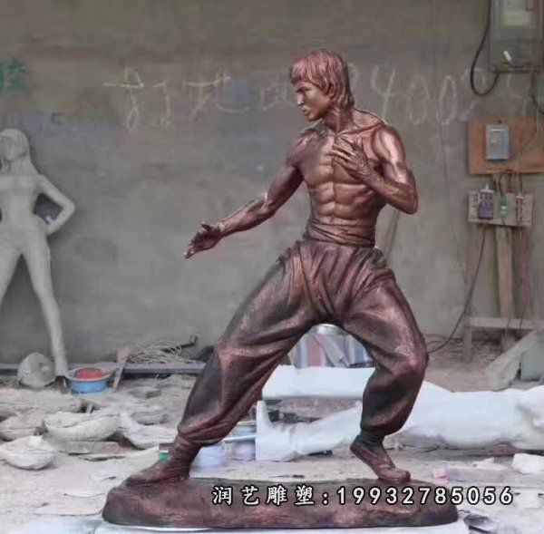 企业人物李小龙铜雕