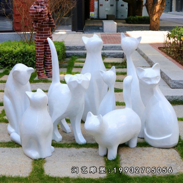 公司玻璃钢猫动物雕塑