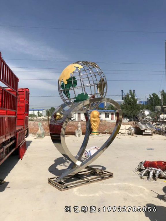 校园不锈钢地球仪雕塑