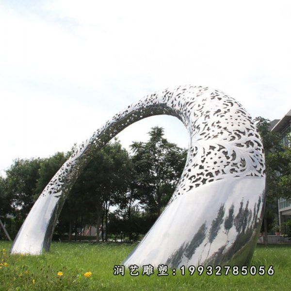 草坪不锈钢拱门景观雕塑