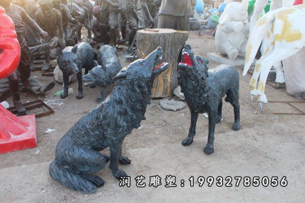 玻璃钢公园狼动物雕塑