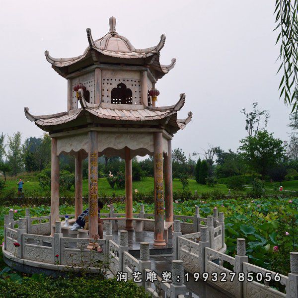 大理石双层凉亭雕塑
