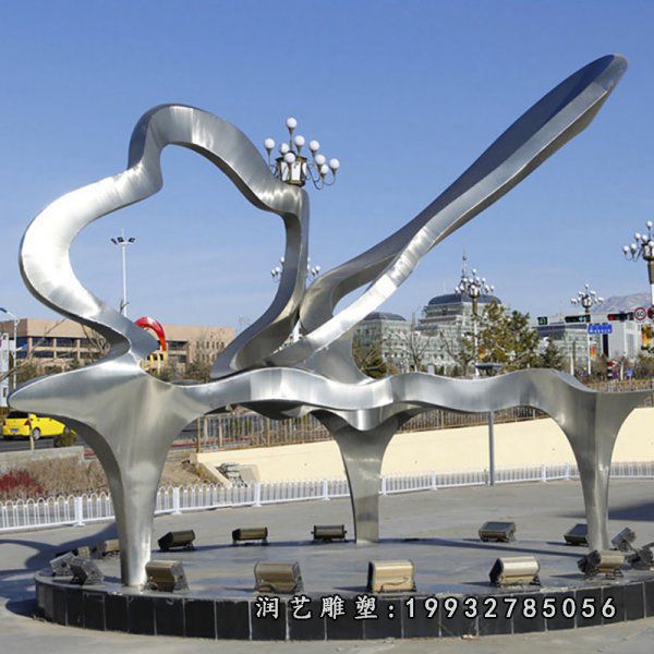 广场不锈钢钢琴雕塑