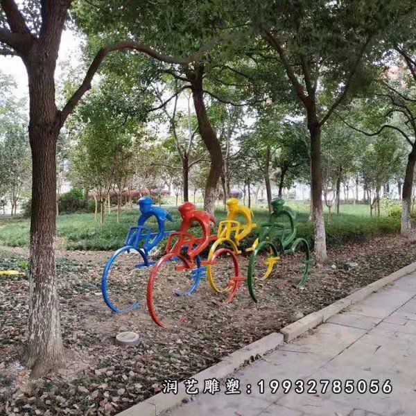 公园不锈钢骑车雕塑