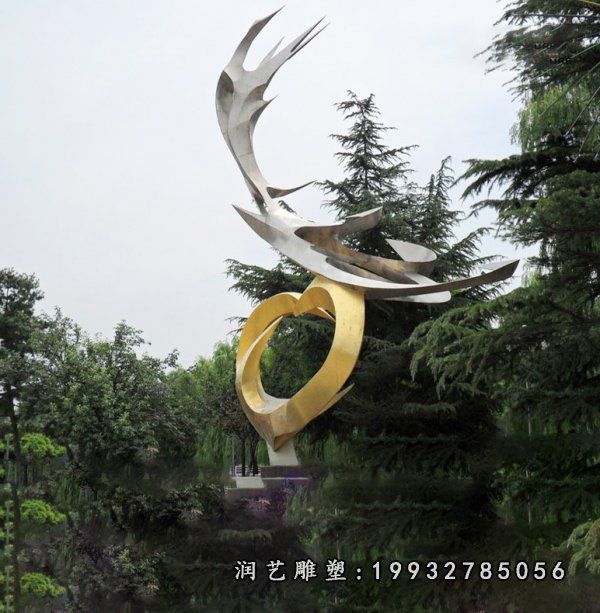 抽象不锈钢大雁雕塑