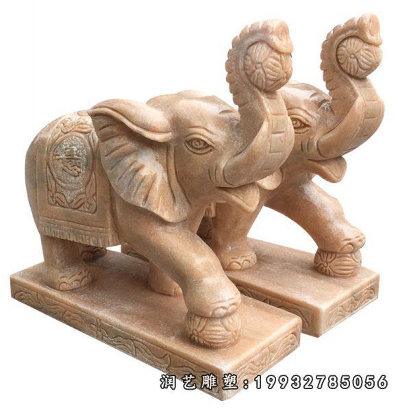 晚霞红大象石雕