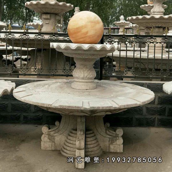 大理石双层风水球雕塑