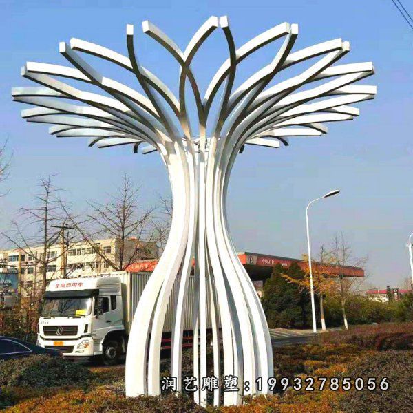 不锈钢抽象树雕塑