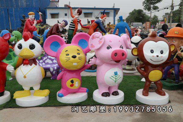 玻璃钢广场十二生肖雕塑