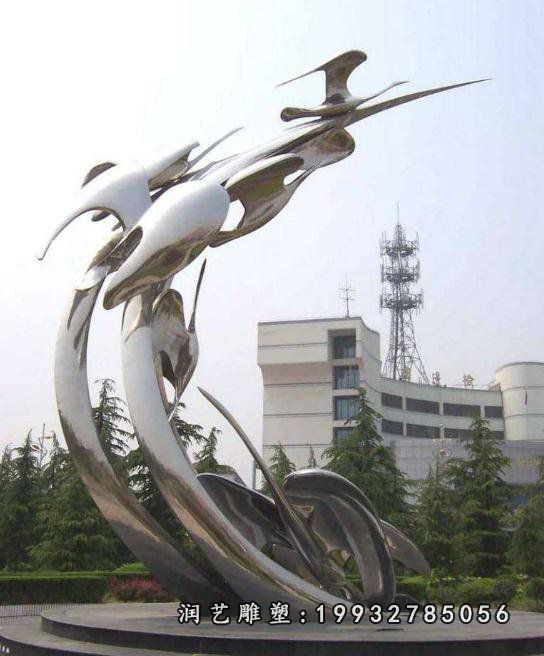 抽象不锈钢广场鸽子雕塑