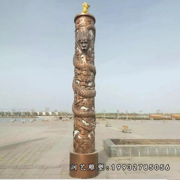 龙柱铜雕广场雕塑