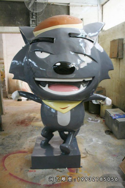 玻璃钢公园灰太狼雕塑