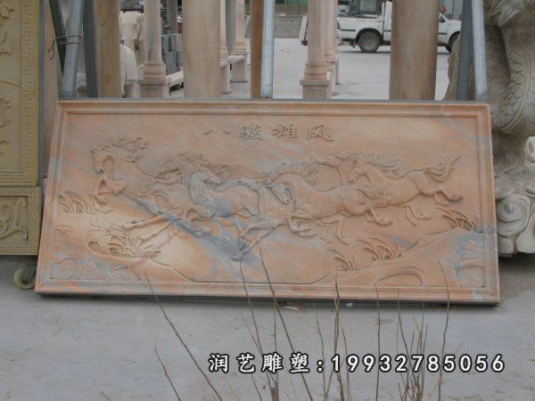 大理石八骏图浮雕雕塑