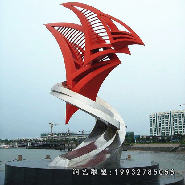 企业不锈钢船景观雕塑