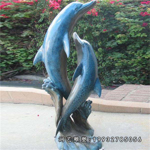 小区玻璃钢海豚雕塑