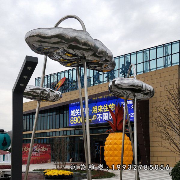 不锈钢街道云朵景观雕塑
