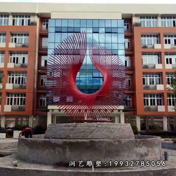 小区不锈钢抽象线条雕塑