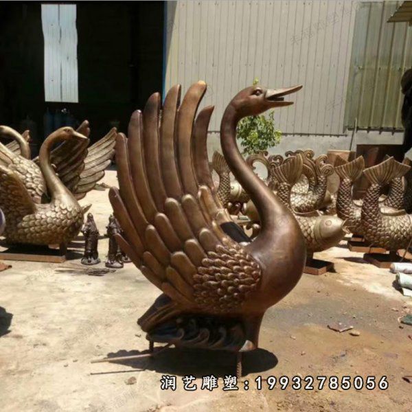 铜雕天鹅公园雕塑