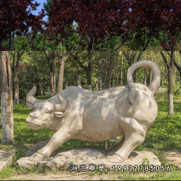 大理石动物牛公园雕塑