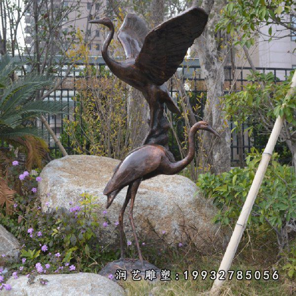 铜雕仙鹤公园雕塑