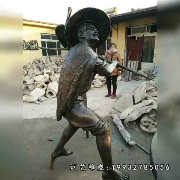 铜雕鱼文化人物公园雕塑