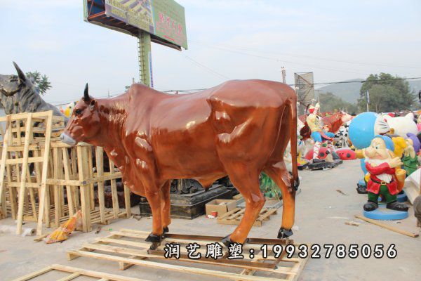 城市玻璃钢黄牛雕塑