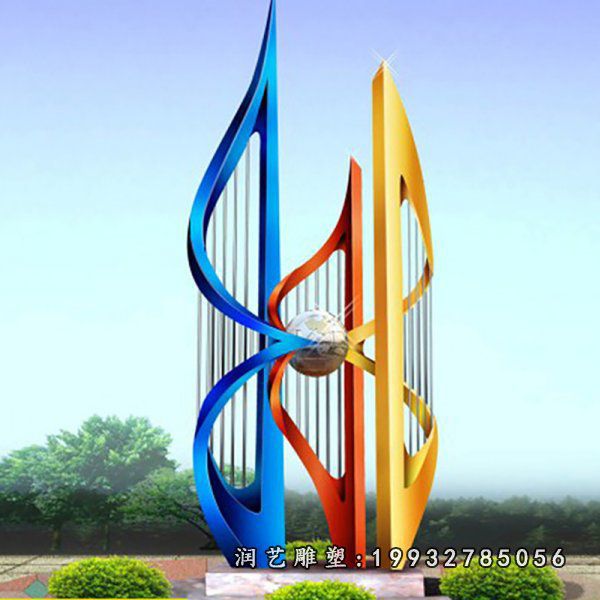 抽象不锈钢眼镜景观雕塑