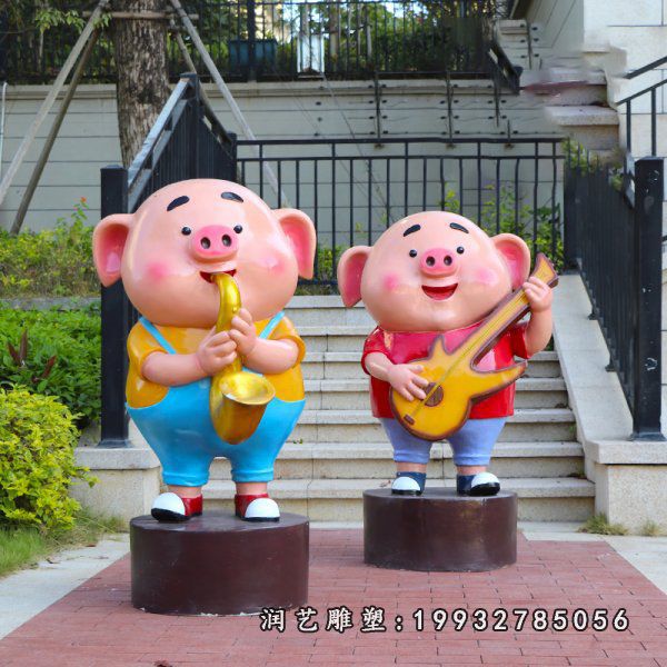 街道玻璃钢猪动物雕塑