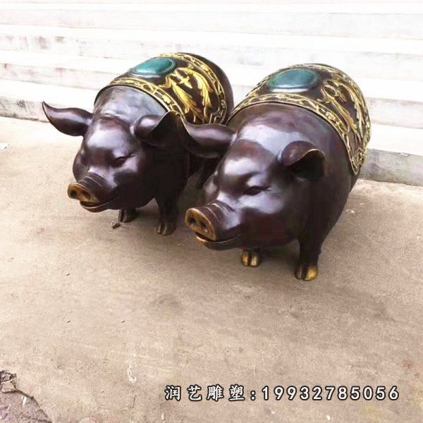 公园铜雕动物猪雕塑