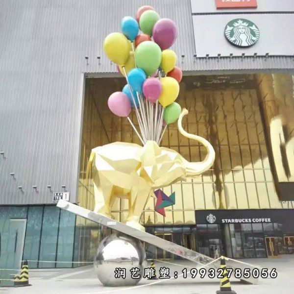 不锈钢酒店大象动物雕塑