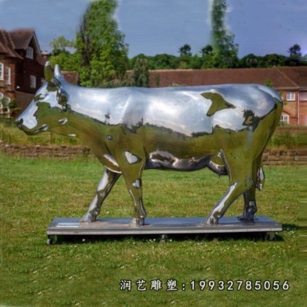 景区不锈钢牛雕塑