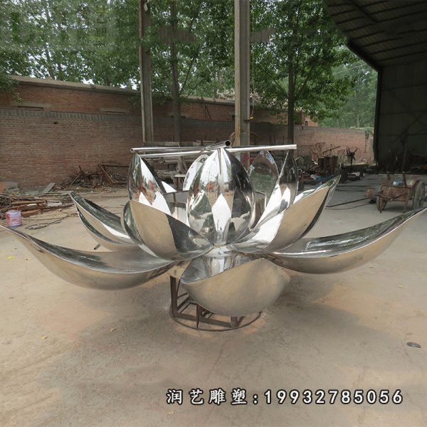 企业不锈钢荷花雕塑